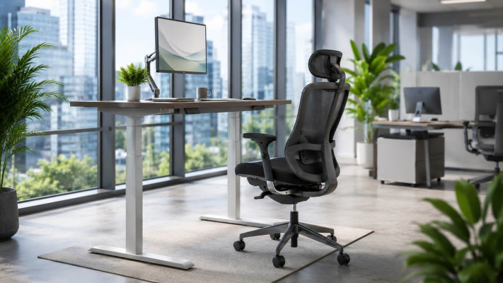 Reguliuojamo aukščio stalas ir ergonominė kėdė: kaip susikurti patogią darbo vietą?