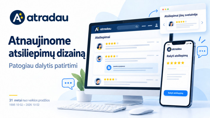 Atnaujintas AtradauLT atsiliepimų dizainas